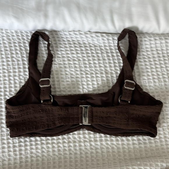 NWOT Form And Fold Seersucker Underwire The Crop Bikini Top Chocolate Brown 32D - Picture 6 of 13